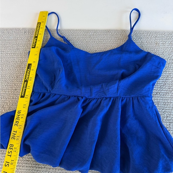 Monteau Cobalt Blue Peplum Cami Tank Top Size Medium - Picture 7 of 9